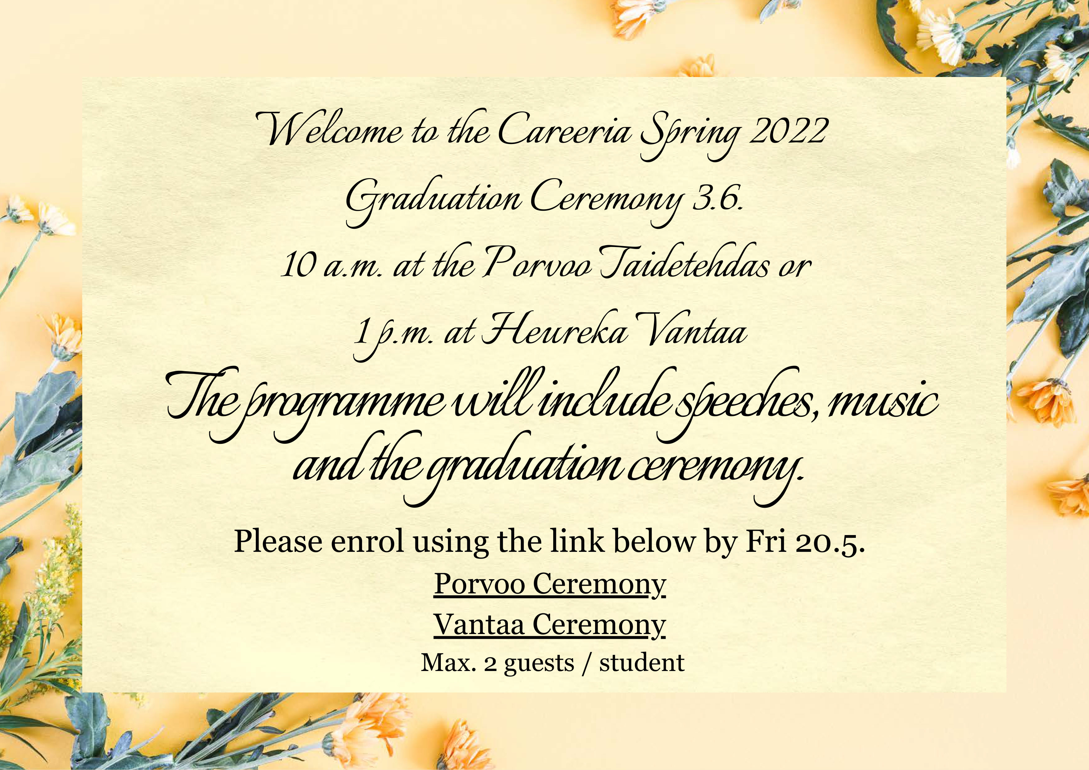 Invitation letter to Careerias graduation party.