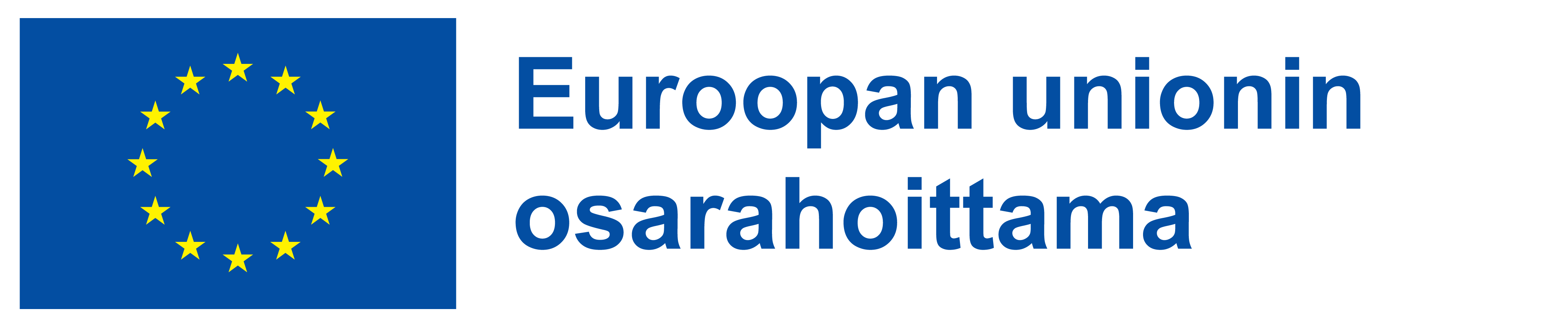 EU:n logo, jossa keltaiset tähdet ympyrän muodossa ja teksti: Euroopan unionin osarahoittama.