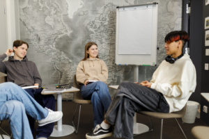 A group of young students.